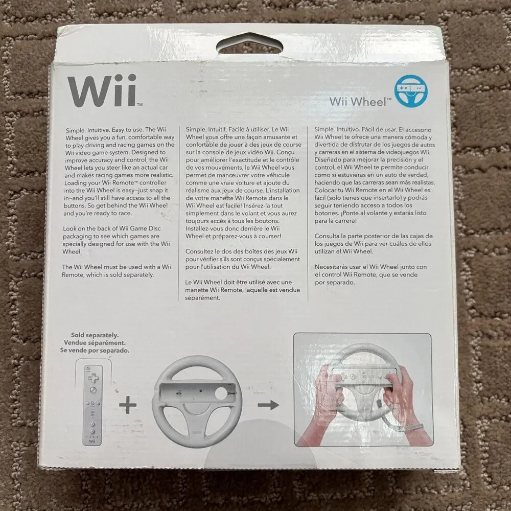 Official Nintendo Wii Wheel Mario Kart Controller Holder Race Wheel NIB Sealed